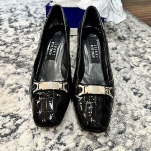 Stuart Weitzman VINTAGE Black Monogram Low Leather Croc Shoes